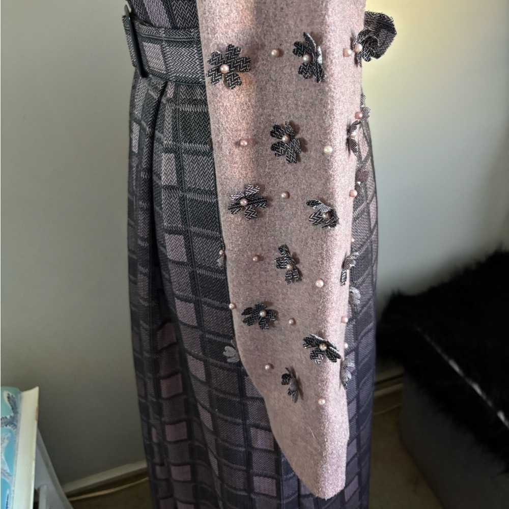Vintage 40’s Era Pink/Gray plaid Dress w/elegant sleeves, size 38 - Picture 5 of 8